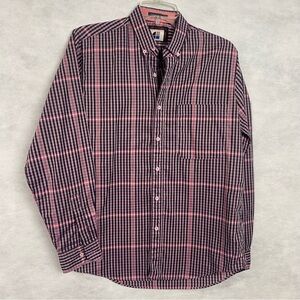 Rare Vintage 70s Chauvin Man Plaid Long Sleeve Shirt Small Purple Button Down